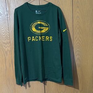 Nike Green and Yellow Packers Long Sleeve Shirt men’s large
